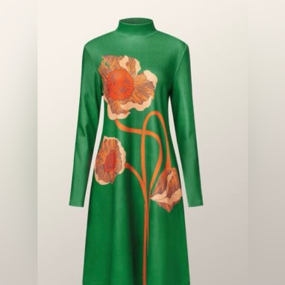 STYLEWE Green A-line Mock Neck Long Sleeve Dress - Picture 2 of 4